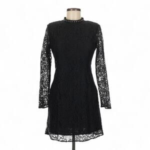 NWT Zara Black Lace Cocktail Party Dress Size Medium Long Sleeve